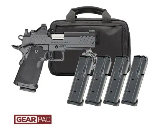 SPRINGFIELD ARMORY 1911 DS PRODIGY AOS 4.25"L.C. U NOTCH FIBER OPTIC, VIRIDIAN RFX11,BAG, 4 MAGS